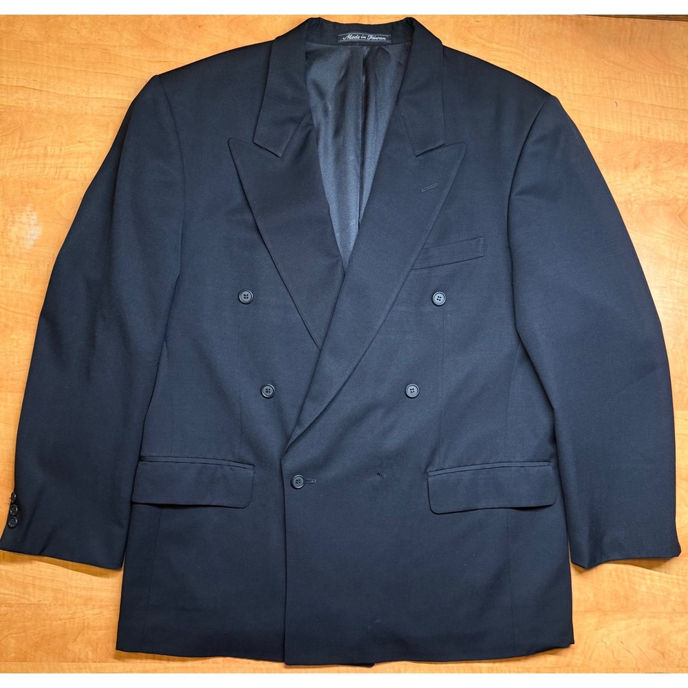 Pierre Balmain Vintage Double Breasted Navy Wool Blazer Jacket 42 Reg